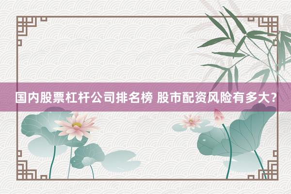 国内股票杠杆公司排名榜 股市配资风险有多大？