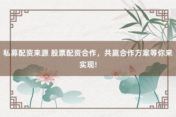 私募配资来源 股票配资合作，共赢合作方案等你来实现!